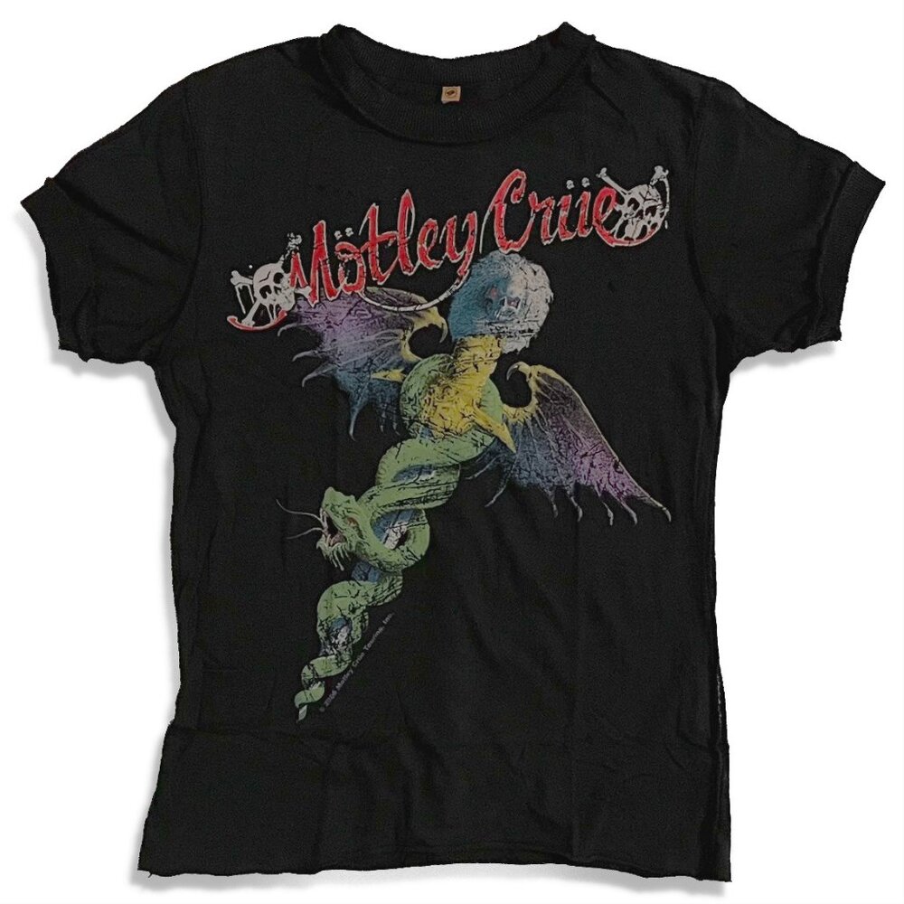 Vintage Mötley Crüe “Dr Feelgood” Foil Logo-Distressed/Grind Edge Women’s Tee